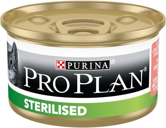 PRO PLAN Sterilized Salmon and Tuna Wet Cat Food, 85 g x 24